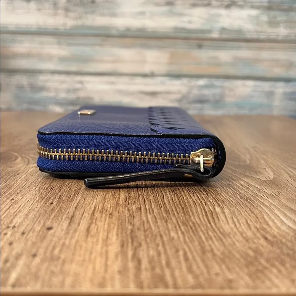 Kate Spade Neda Market Street Accordion Wallet in Blue Pebble Leather